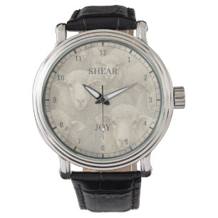 Watercolor Sheep Shear Joy Beige Ivory Watch
