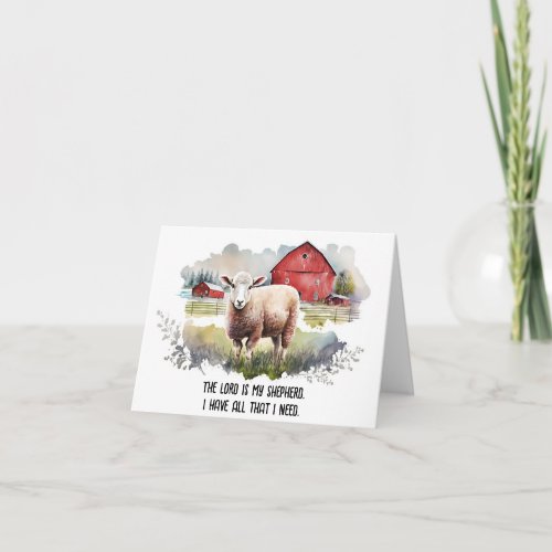Watercolor Sheep With Religious Quote Card