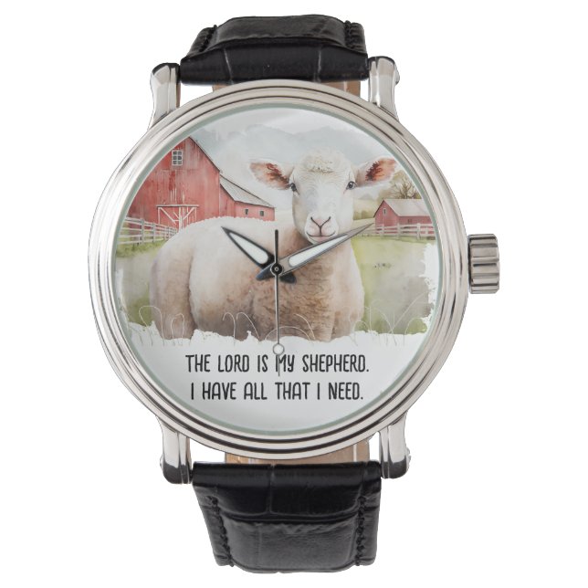 Watercolor Sheep With Religious Quote Watch (Front)