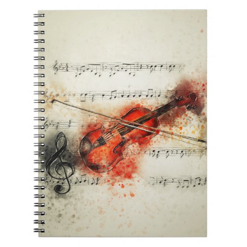 Watercolor Sheet Music and Violin Notebook