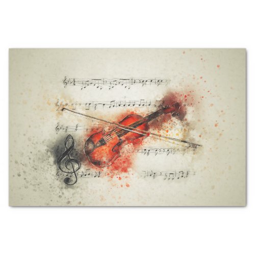 Watercolor Sheet Music and Violin Tissue Paper