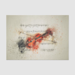 Watercolor Sheet Music and Violin Tissue Paper