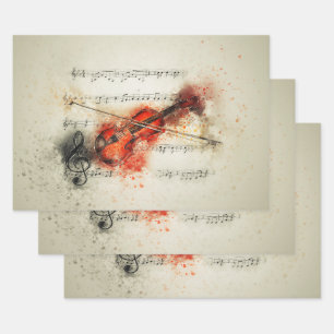 Watercolor Sheet Music and Violin Wrapping Sheets