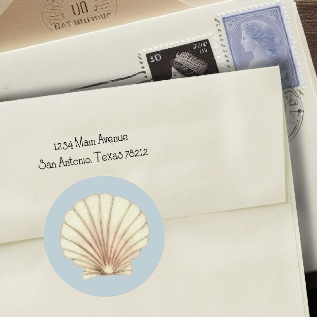 Watercolor Shell Classic Round Sticker (Creator Uploaded)