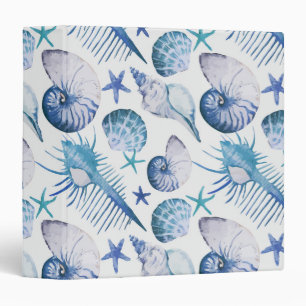 Watercolor Shells 3 Ring Binder