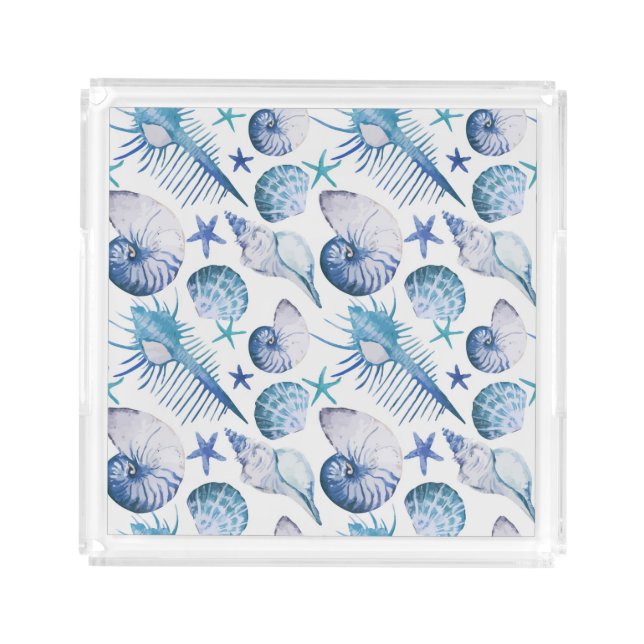 Watercolor Shells Acrylic Tray (Front)
