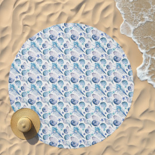 Watercolor Shells Beach Towel