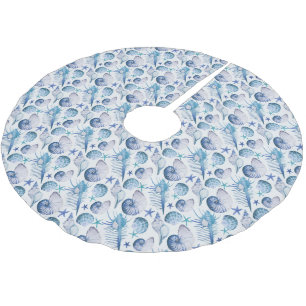 Watercolor Shells Brushed Polyester Tree Skirt