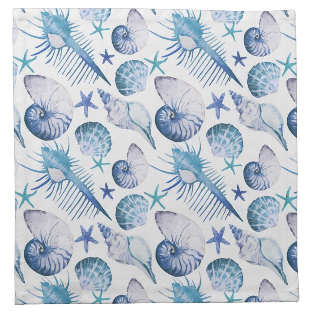 Watercolor Shells Cloth Napkin (Front)