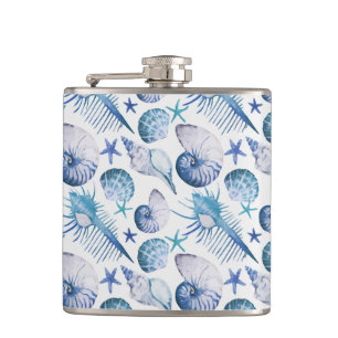 Watercolor Shells Flask