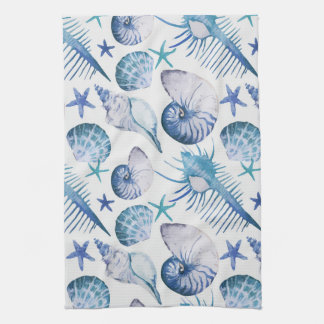 Watercolor Shells Kitchen Towel