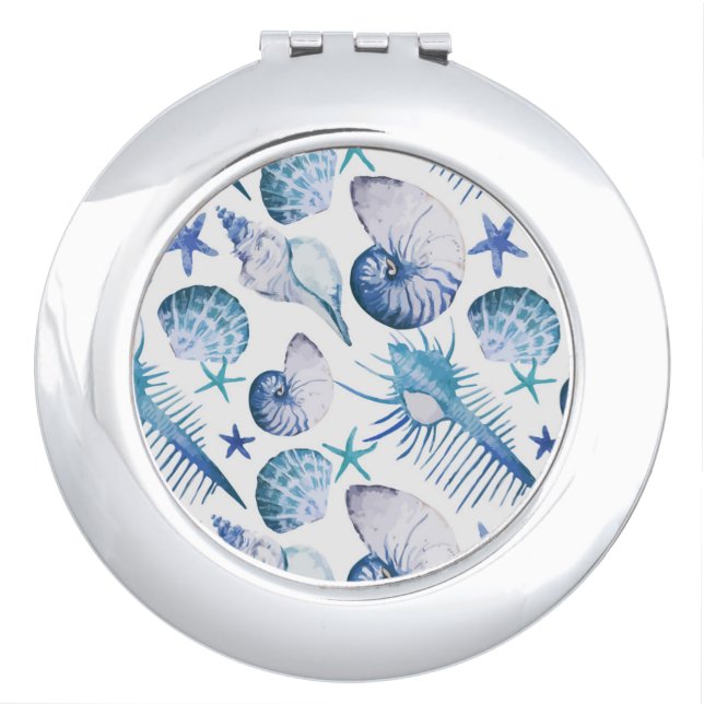 Watercolor Shells Makeup Mirror (Front)