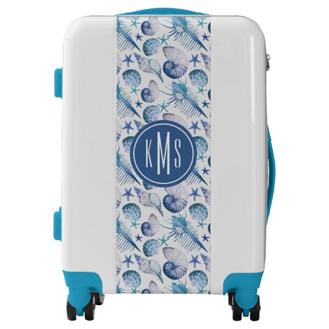Watercolor Shells | Monogram Luggage (Front)