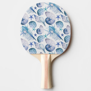 Watercolor Shells Ping Pong Paddle
