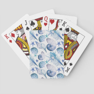 Watercolor Shells Poker Cards