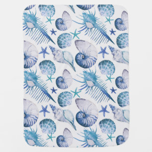 Watercolor Shells Receiving Blanket