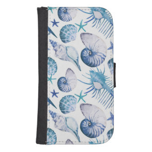 Watercolor Shells Samsung S4 Wallet Case