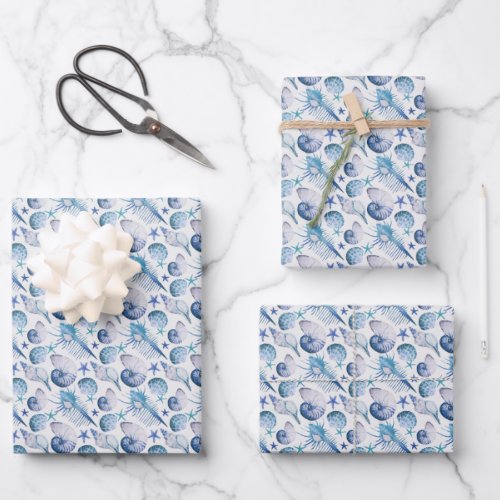 Watercolor Shells Wrapping Paper Sheets