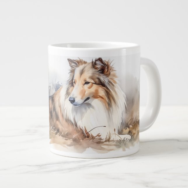 Watercolor Sheltie Giant Coffee Mug (Front Right)