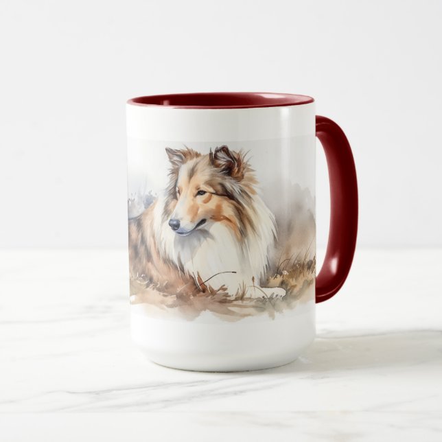 Watercolor Sheltie Mug (Front Right)