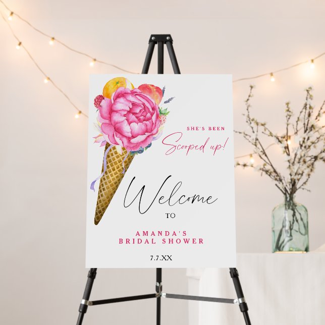 Watercolor She's Been Scooped Up Bridal Shower Foam Board (In Situ (Stand))