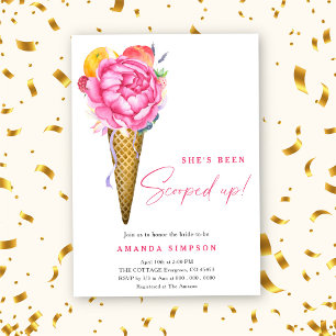 Watercolor She's Been Scooped Up Bridal Shower Invitation