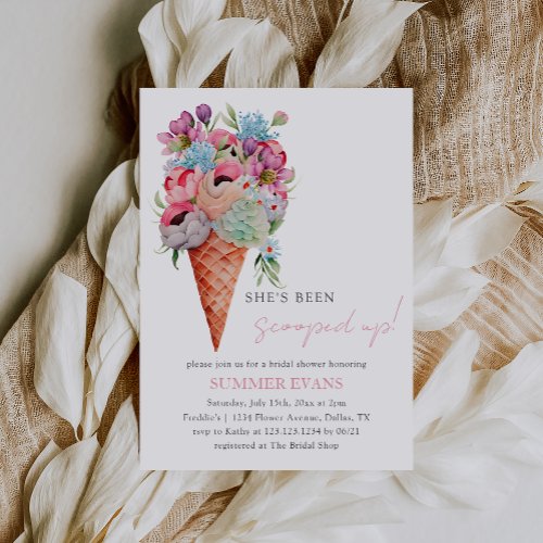 Watercolor Shes Been Scooped Up Bridal Shower  Invitation