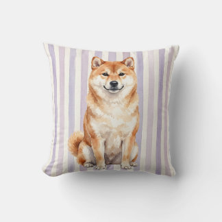 Watercolor Shiba Inu Dog Throw Pillow
