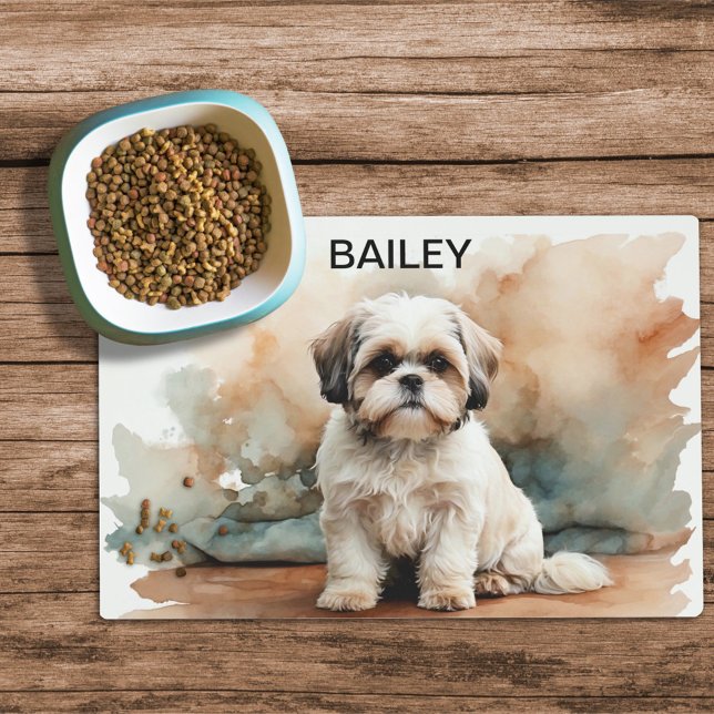 Watercolor Shih Tzu Dog Food Mat (Creator Uploaded)
