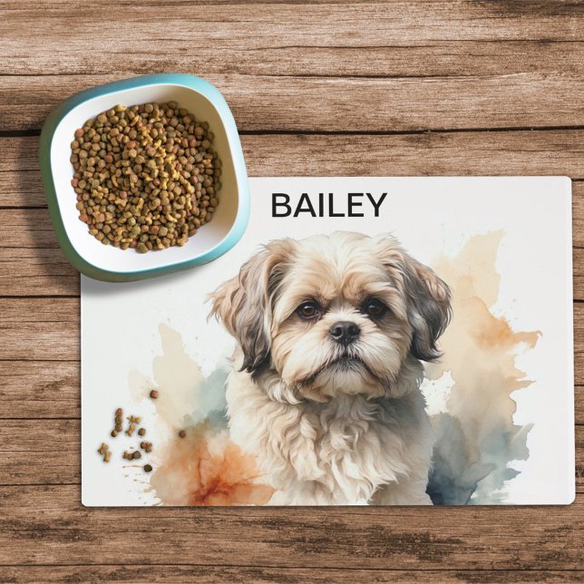 Watercolor Shih Tzu Dog Food Mat (Creator Uploaded)