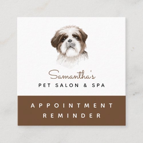 Watercolor Shih Tzu Dog Pet Appointment Reminder Square Business Card