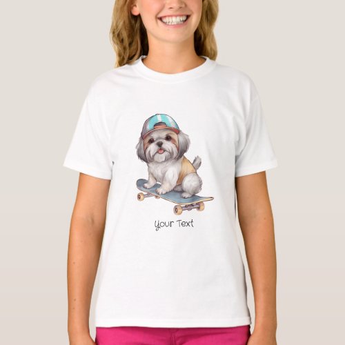 Watercolor Shih Tzu Girl T_Shirt