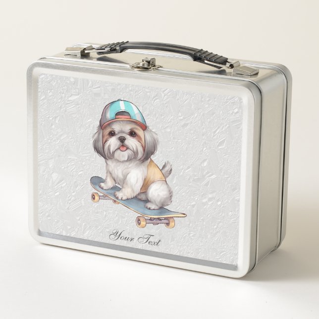 Watercolor Shih Tzu Metal Lunch Box (Front)