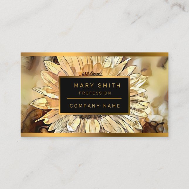 Watercolor Shine Sunflower Elegant Collection Business Card (Front)