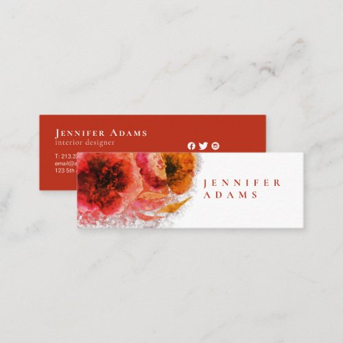 Watercolor Shining Gold Floral Painting Mini Business Card