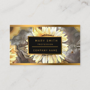Watercolor Shining Sunflower Elegant Collection Business Card
