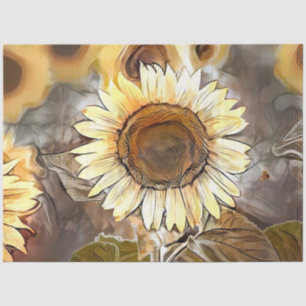 Watercolor Shining Sunflower Elegant Collection Tissue Paper