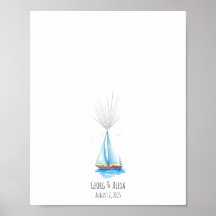 Watercolor Ship Fingerprint Guestbook