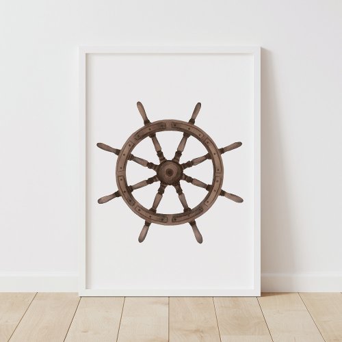 Watercolor Ship Wheel Nautical Decor