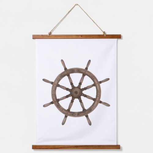 Watercolor Ship Wheel Nautical Decor Hanging Tapestry