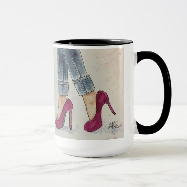 Watercolor Shoes & Coffee Mug (Right)