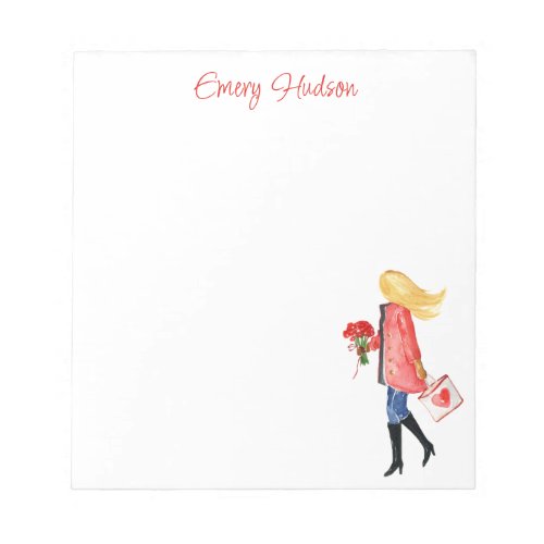 Watercolor Shopping Fashion Girl Notepad