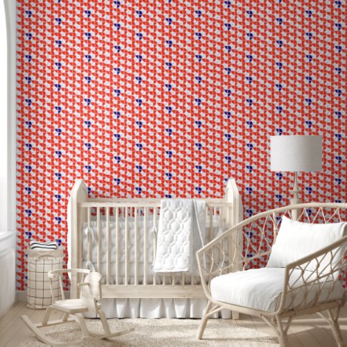 Watercolor SHRIMP Pattern Orange Blue Nursery Wallpaper