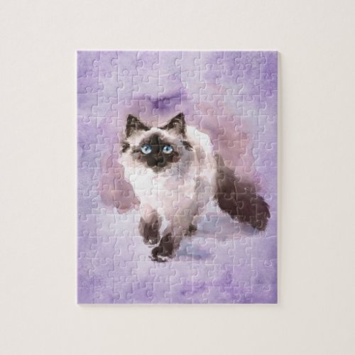 Watercolor Siamese Cat 100 Puzzle
