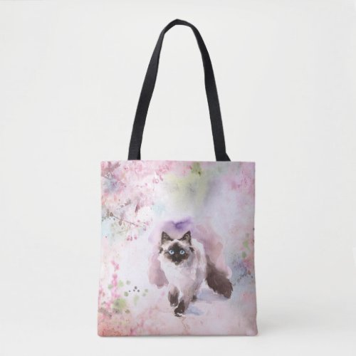 Watercolor Siamese Cat All_Over_Print Tote Bag