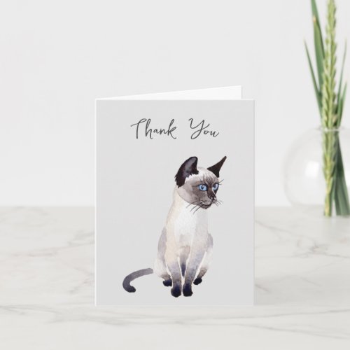 Watercolor Siamese Cat Card