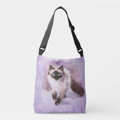Watercolor Siamese Cat Cross Body Bag