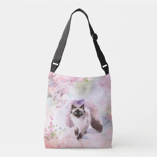Watercolor Siamese Cat Cross Body Bag