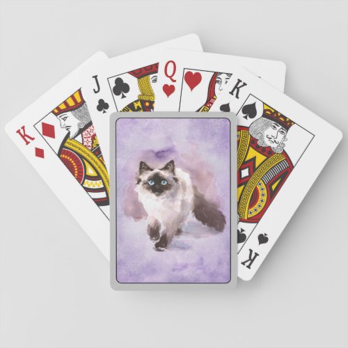 Watercolor Siamese Cat Playing Cards
