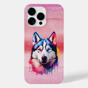 Watercolor Siberian Husky Colorful Art iPhone 14 Pro Max Case